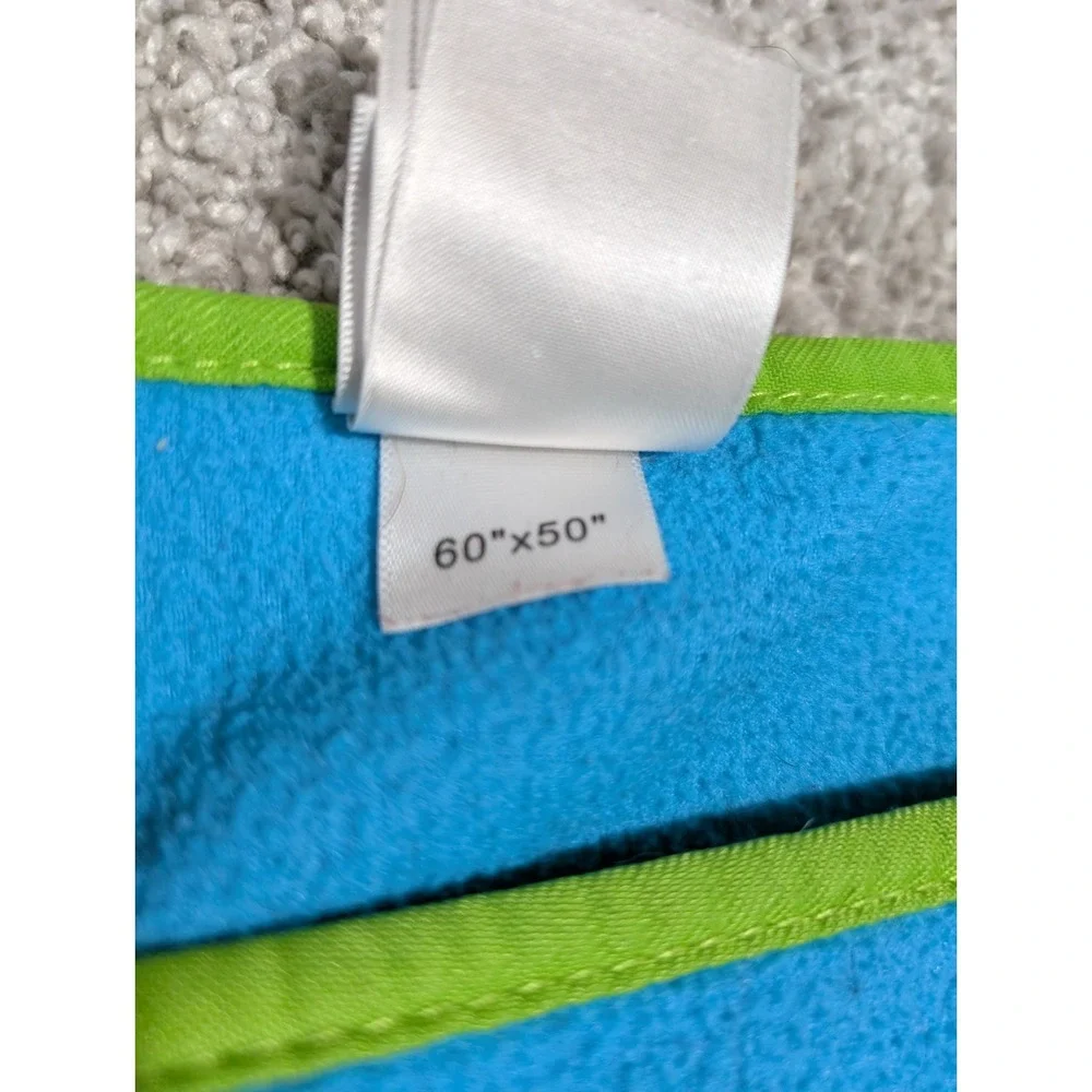 Vintage Tinkerbell Fleece Blanket Throw 60 X 50 Disney Blue Green Trim  LARGE